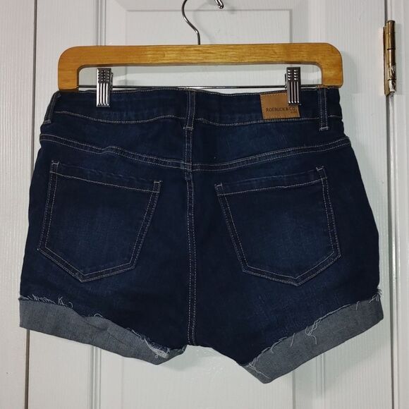 Roebuck & Co  dark denim jean rough hem mid rise short  shorts  Sz 10 NWOT - Picture 3 of 5